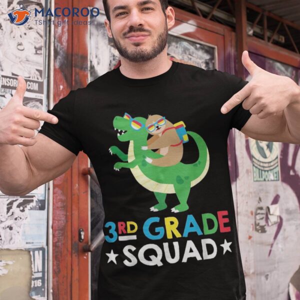 3rd Grade Squad Sloth Trex Matching Back To School Team Gift Shirt