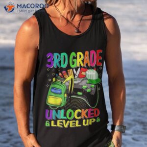 3rd grade unlocked level up video game back to school shirt tank top