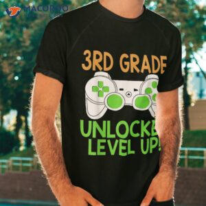 3rd grade unlocked level up video gamer back to school shirt tshirt