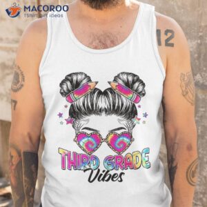 3rd grade vibes messy hair bun girl back to school first day shirt tank top