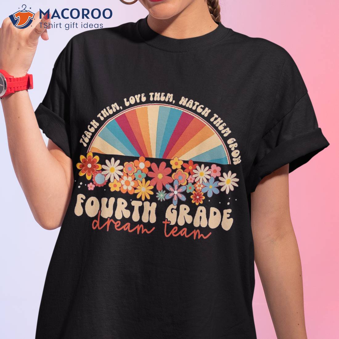 4th Grade Dream Team Groovy Rainbow Back To School Teacher Shirt 4th Grade Dream Team Groovy Rainbow Back To School Teacher Shirt