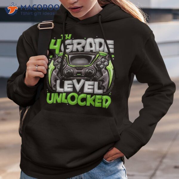 4th Grade Level Unlocked Game On Back To School Shirt