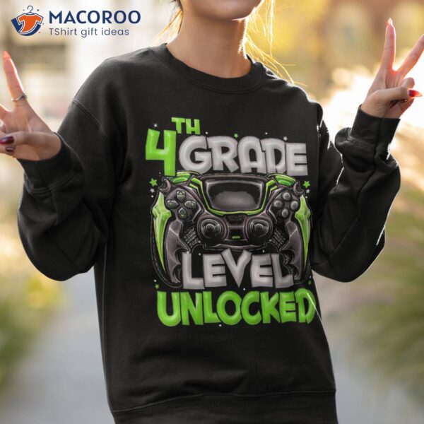 4th Grade Level Unlocked Game On Back To School Shirt