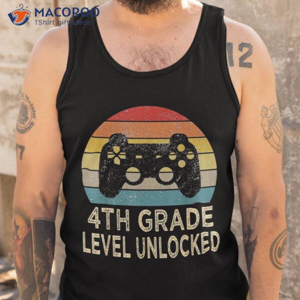 4th Grade Level Unlocked Video Gamer Back To School Boys Shirt