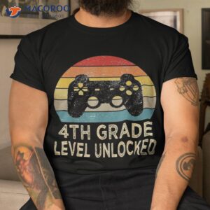 4th grade level unlocked video gamer back to school boys shirt tshirt 1