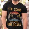 4th Grade Level Unlocked Video Gamer Back To School Boys Shirt