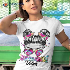 4th grade vibes messy hair bun girl back to school first day shirt tshirt 1 2