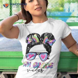 4th grade vibes messy hair bun girl back to school first day shirt tshirt 1 3