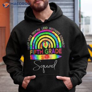 5th fifth grade teacher squad tie dye rainbow back to school shirt hoodie