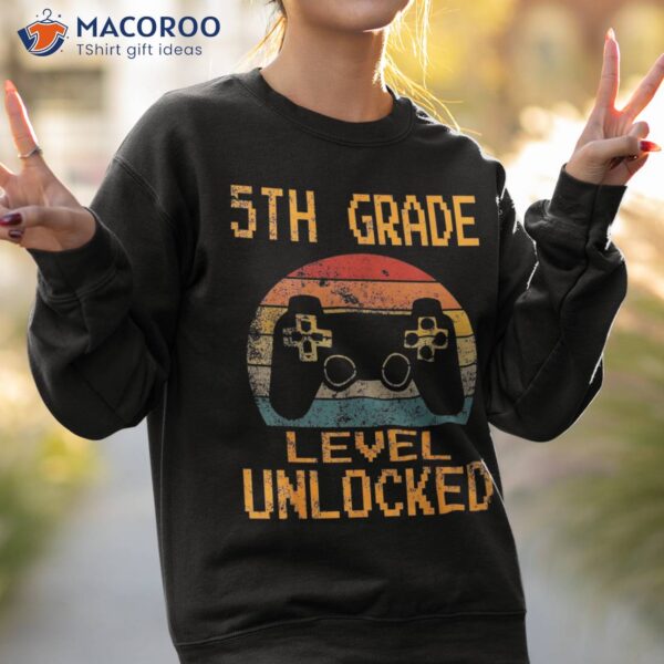 5th Grade Level Unlocked Video Gamer Back To School Boys Shirt