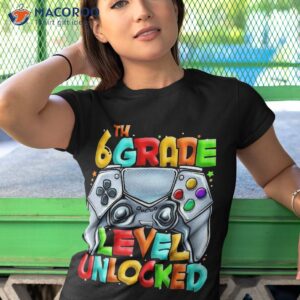 6th grade level unlocked gamer back to school kids shirt tshirt 1