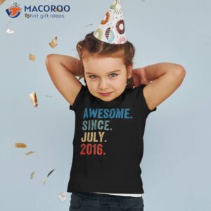 7 Year Old Gifts Awesome Since July 2016 7th Birthday Boys Shirt