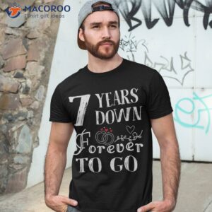7 Years Down Forever To Go Couple 7th Wedding Anniversary Shirt