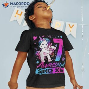 7 Years Old Flossing Unicorn Gifts 7th Birthday Girl Party Shirt