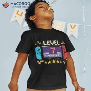 7th birthday boy level 7 unlocked video gamer shirt tshirt