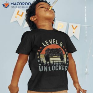 8 year old gifts level unlocked 8th birthday boy gaming shirt tshirt