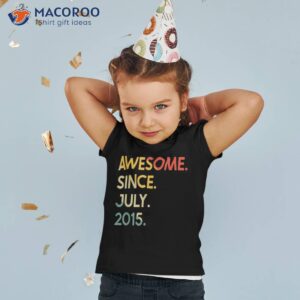 8 Years Old Awesome Since July 2015 8th Birthday Shirt