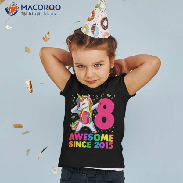 8 Years Old Unicorn Dabbing 8th Birthday Girl Party Shirt