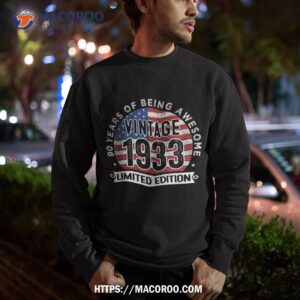 90th birthday gifts vintage 1933 90 years old usa flag shirt sweatshirt