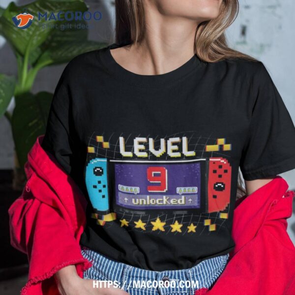 9th Birthday Boy Level 9 Unlocked Video Gamer Birthday Shirt