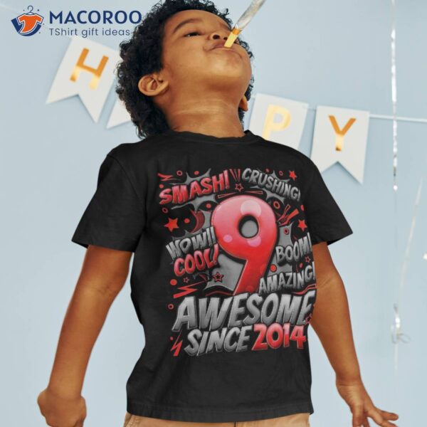 9th Birthday Comic Style Awesome Since 2014 9 Year Old Boy Shirt