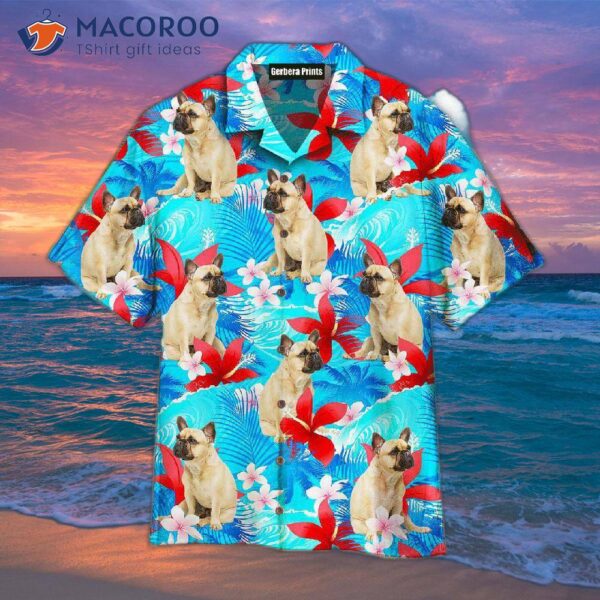 A French Bulldog Is Happy With Summer Beach Pattern Hawaiian Shirts.