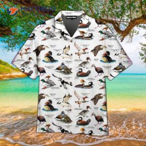 A Lot Of Ducks Were Wearing Black Hawaiian Shirts.