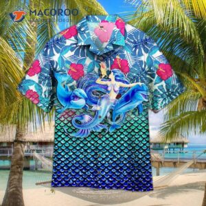 A Mermaid And Dolphins Magic Kingdom Blue Hawaiian Shirts