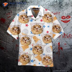 a surprised cat thinking about hawaiian ice cream shirts 0