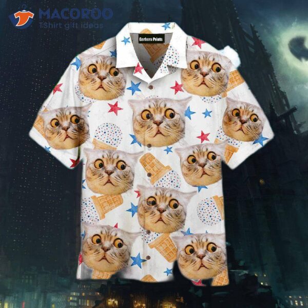 A Surprised Cat Thinking About Hawaiian Ice Cream Shirts