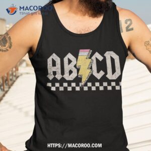 abcd pencil lightning bolt back to school teachers kids shirt tank top 3