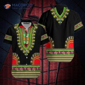 African Dashiki-patterned Black Hawaiian Shirts