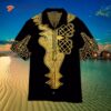 African Gold Dashiki Pattern Black Hawaiian Shirts