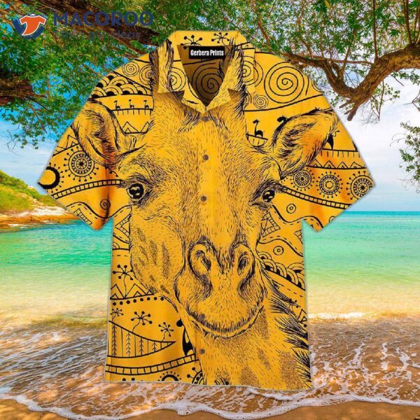 African Yellow Hawaiian Giraffe Shirts