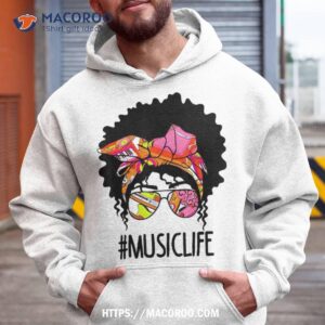 afro messy bun music teacher life back to school kids shirt hoodie