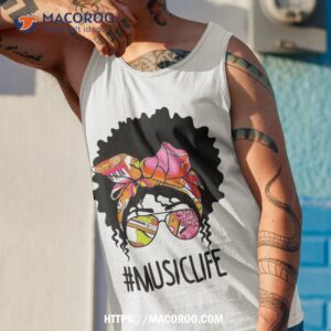 afro messy bun music teacher life back to school kids shirt tank top 1