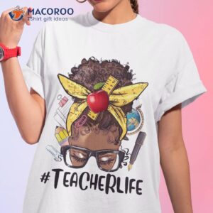 afro teacher life messy bun black african american educator shirt tshirt 1