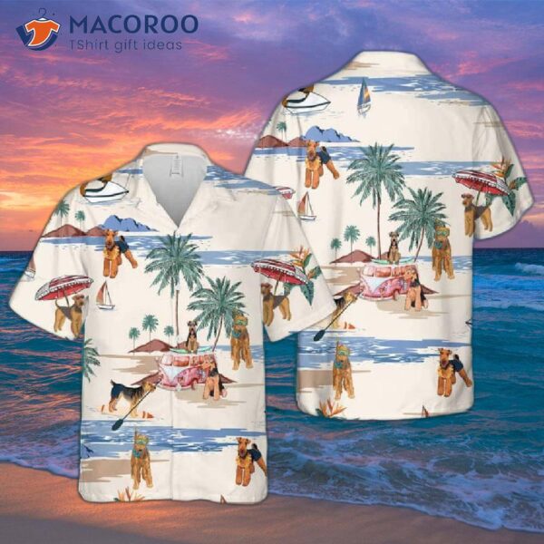 Airedale Terrier Summer Beach White Hawaiian Shirts