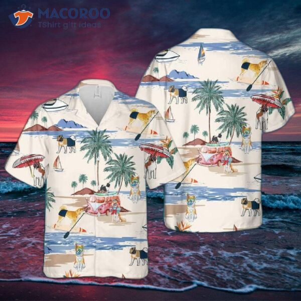 Akita Summer Beach White Hawaiian Shirts