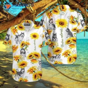 Alaskan Malamute Dog Sunflower Hawaiian Shirts