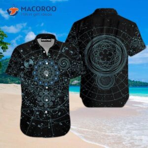 Alchemy Blue Patterned Black Hawaiian Shirts