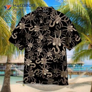 Alien Face Hugger Black Hawaiian Shirts