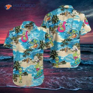 Alien On The Beach Blue Hawaiian Shirts