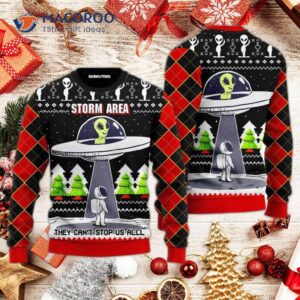 Alien Stop Area Ugly Christmas Sweater