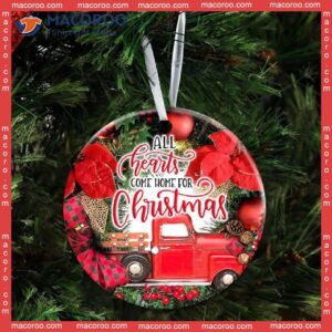 “all Hearts Come Home For Christmas” Red Truck Christmas Ceramic Ornament