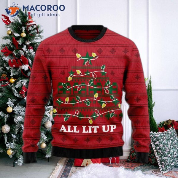 All Lit Up Noel Tree Ugly Christmas Sweater