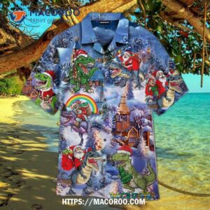 All Santa Want For Christmas Is T Rex Hawaiian Shirt