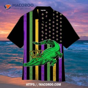 Alligator Mardi Gras Hawaiian Shirt