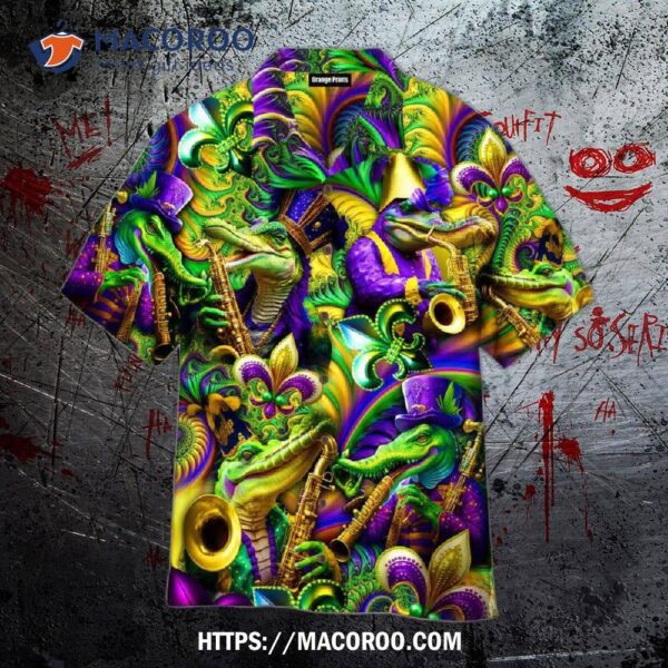 Alligators Mardi Gras Carnival Party Hawaiian Shirt