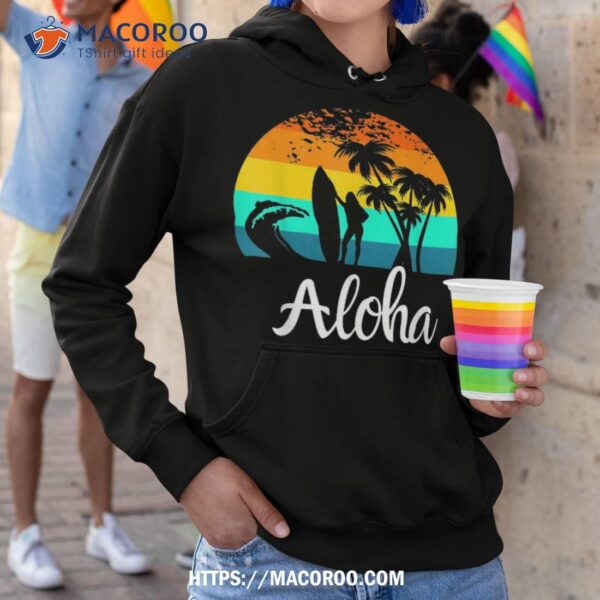 Aloha Hawaii Hawaiian Island Palm Beach Surfboard Surf Shirt